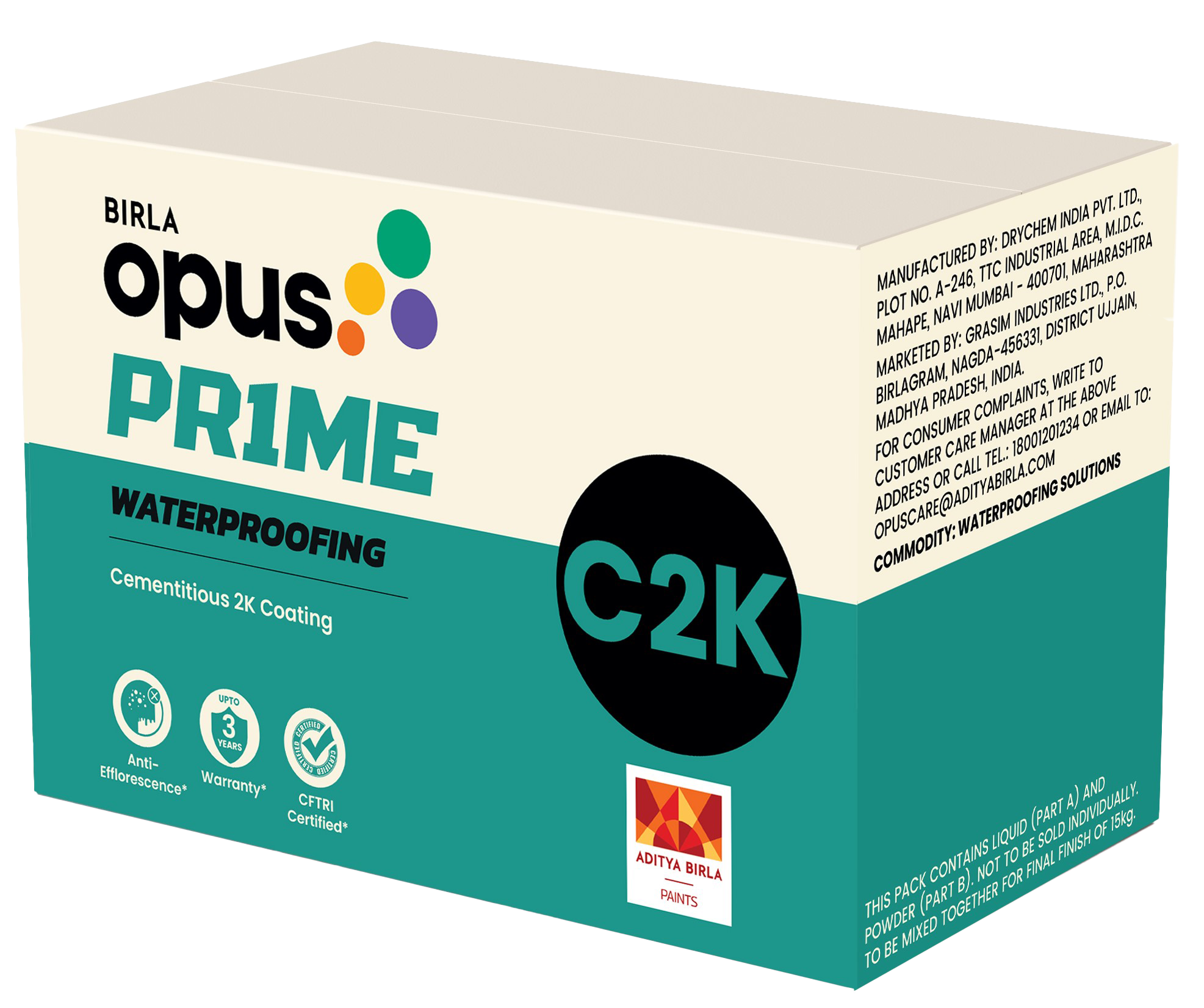 C2K Cementitious Waterproof Coating: Birla Opus Prime